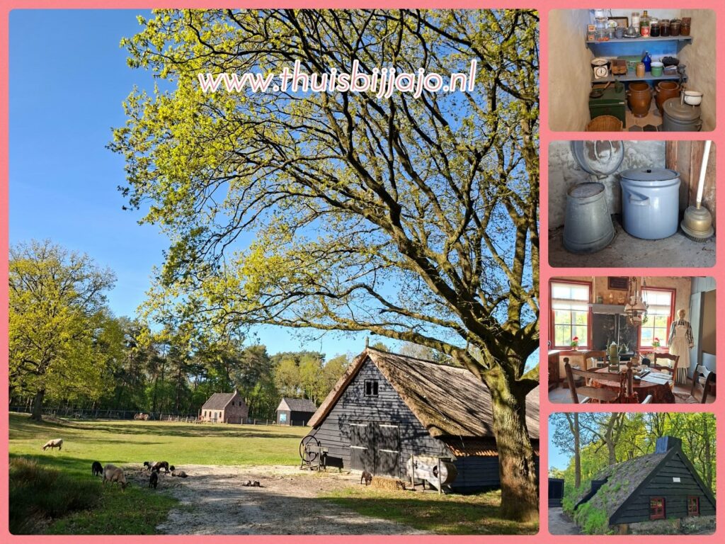 Een overzicht van de huisjes die je kan bezoeken bij Ellert en Brammert, De huisjes zijn uit de vorige eeuw, zo levenden, werkten en speelden de kinderen en mensen toen in drenthe